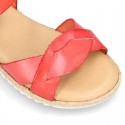 New Cowhide leather Braided sandal shoes for toddler girls.