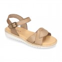 New Cowhide leather Braided sandal shoes for toddler girls.