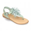 New Cowhide leather sandal shoes with POMPON design for toddler girls.