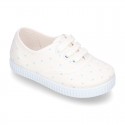 Cotton Canvas bamba type shoes with sweet little dots print.