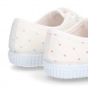 Cotton Canvas bamba type shoes with sweet little dots print.