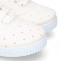 Cotton Canvas bamba type shoes with sweet little dots print.