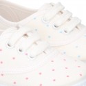 Cotton Canvas bamba type shoes with sweet little dots print.