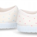 Cotton Canvas bamba type shoes with sweet little dots print.