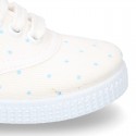 Cotton Canvas bamba type shoes with sweet little dots print.