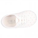 Cotton Canvas bamba type shoes with sweet little dots print.