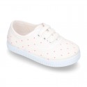 Cotton Canvas bamba type shoes with sweet little dots print.