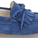 Suede leather Moccasin shoes with FRINGED design.