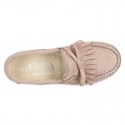 Suede leather Moccasin shoes with FRINGED design.