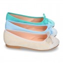 New GLITTER Soft suede leather ballet flats with adjustable ribbon.