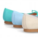 New GLITTER Soft suede leather ballet flats with adjustable ribbon.