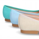 New GLITTER Soft suede leather ballet flats with adjustable ribbon.