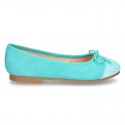 New GLITTER Soft suede leather ballet flats with adjustable ribbon.