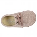 Wash effect cotton canvas laces up shoes for kids.