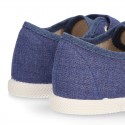 New Canvas Sneaker shoes in JEANS color with toe cap and double velcro strap.