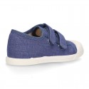 New Canvas Sneaker shoes in JEANS color with toe cap and double velcro strap.