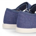 New Cotton canvas Mary Jane shoes in JEANS color with toe cap.