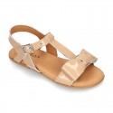 PATENT Leather Sandal shoes with big bow for toddler girls.