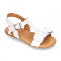 PATENT Leather Sandal shoes with big bow for toddler girls.