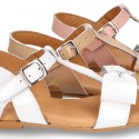 PATENT Leather Sandal shoes with big bow for toddler girls.