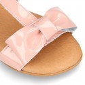 PATENT Leather Sandal shoes with big bow for toddler girls.