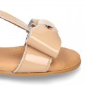 PATENT Leather Sandal shoes with big bow for toddler girls.