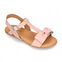 PATENT Leather Sandal shoes with big bow for toddler girls.