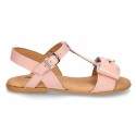 PATENT Leather Sandal shoes with big bow for toddler girls.