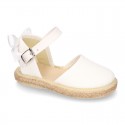 Cotton canvas little espadrille shoes with RIBBON design for girls.