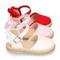 Cotton canvas little espadrille shoes with RIBBON design for girls.