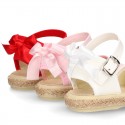 Cotton canvas little espadrille shoes with RIBBON design for girls.