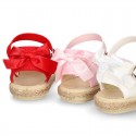 Cotton canvas little espadrille shoes with RIBBON design for girls.