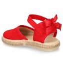 Cotton canvas little espadrille shoes with RIBBON design for girls.