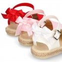 Cotton canvas little espadrille shoes with RIBBON design for girls.