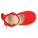 Cotton canvas little espadrille shoes with RIBBON design for girls.