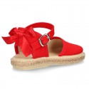 Cotton canvas little espadrille shoes with RIBBON design for girls.