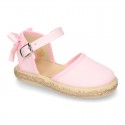 Cotton canvas little espadrille shoes with RIBBON design for girls.