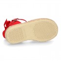 Cotton canvas little espadrille shoes with RIBBON design for girls.
