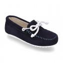 Suede leather Moccasin shoes NAUTICAL.