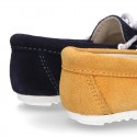 Suede leather Moccasin shoes NAUTICAL.