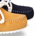 Suede leather Moccasin shoes NAUTICAL.