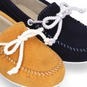 Suede leather Moccasin shoes NAUTICAL.