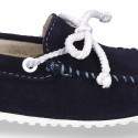 Suede leather Moccasin shoes NAUTICAL.