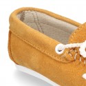 Suede leather Moccasin shoes NAUTICAL.