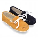 Suede leather Moccasin shoes NAUTICAL.