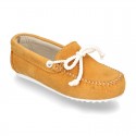 Suede leather Moccasin shoes NAUTICAL.