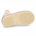 LINEN canvas Dancer style espadrille shoes in NATURAL color.