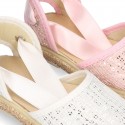SHINY cotton canvas Dancer style espadrille shoes.