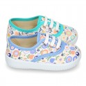 Cotton canvas Bamba shoes with flower design for kids.