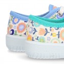 Cotton canvas Bamba shoes with flower design for kids.